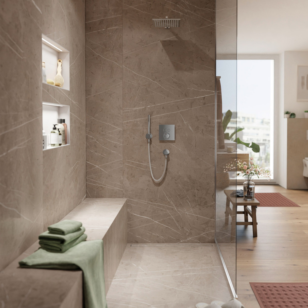 Wedi Top Wall Marble Grey Beige